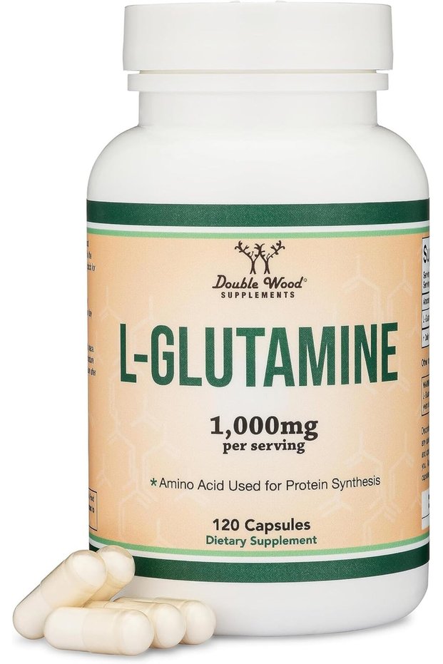 Double Wood L Glutamine Capsules - No Fillers (1000mg Servings, 120 Capsules) Non-GMO, Gluten Free, Keto Safe