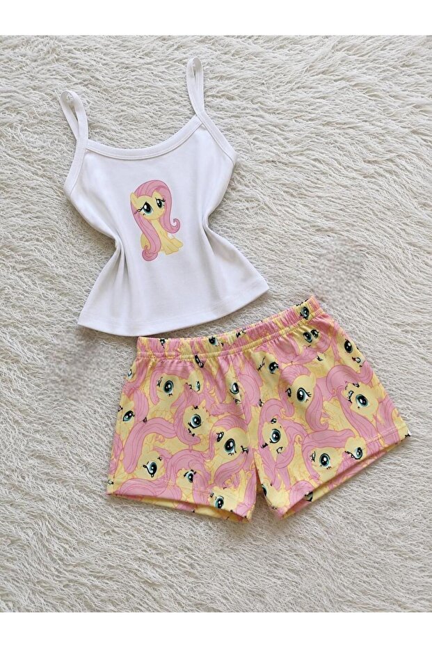 طقم شورت قصير من OPHELLA Little Pony بتصميم أنيق مع حزام سفلي وعلوي