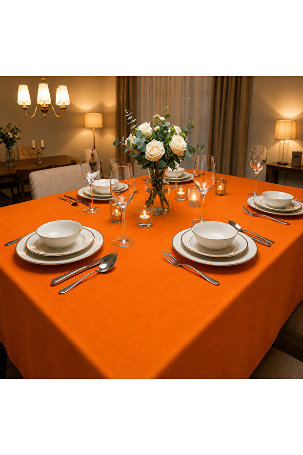 Duck Linen, Light Orange Tablecloth
