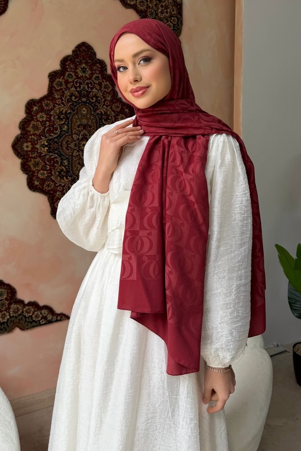 Burgundy Jacquard Shawl