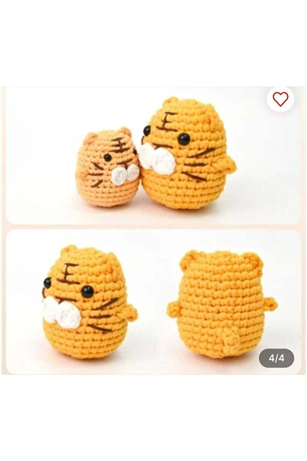 Crochet Kit, Orange Sunny The Tiger, DIY Craft Set with Yarn, Hook, Stuffing, Complete Beginner Friendly