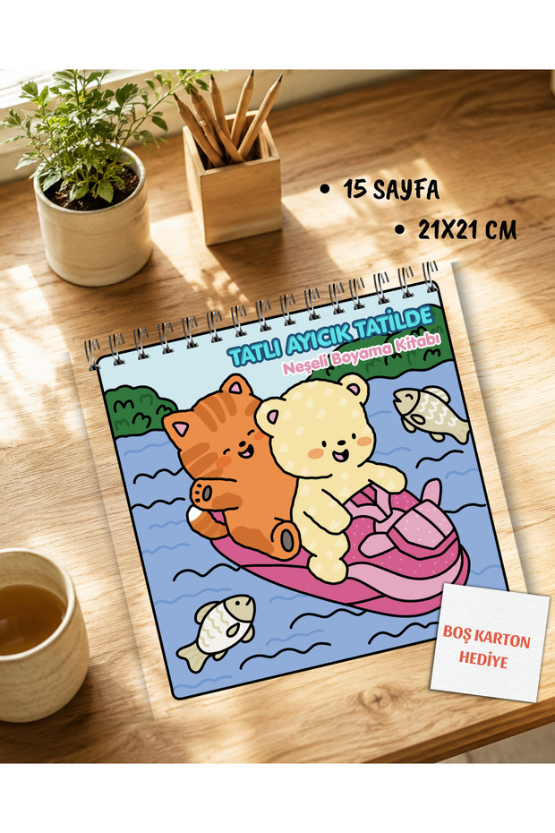 Sweet Teddy Bear on Vacation Coloring Book, 21X21 cm Coloring Book Yb0007