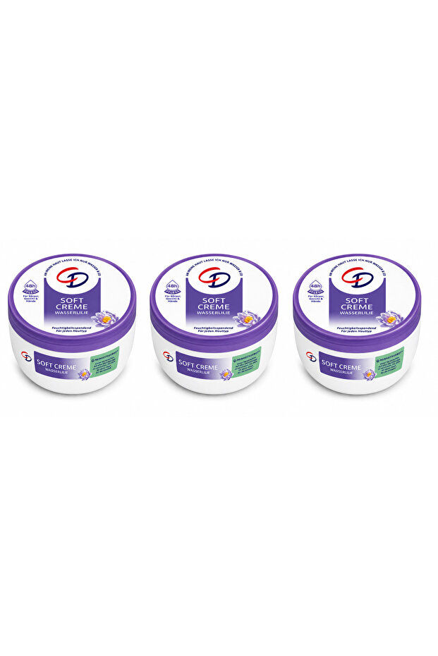 Soft Creme Wasserlilie Moisturizing Care Cream for Face, Hands and Body 250 ml X 3 Pcs