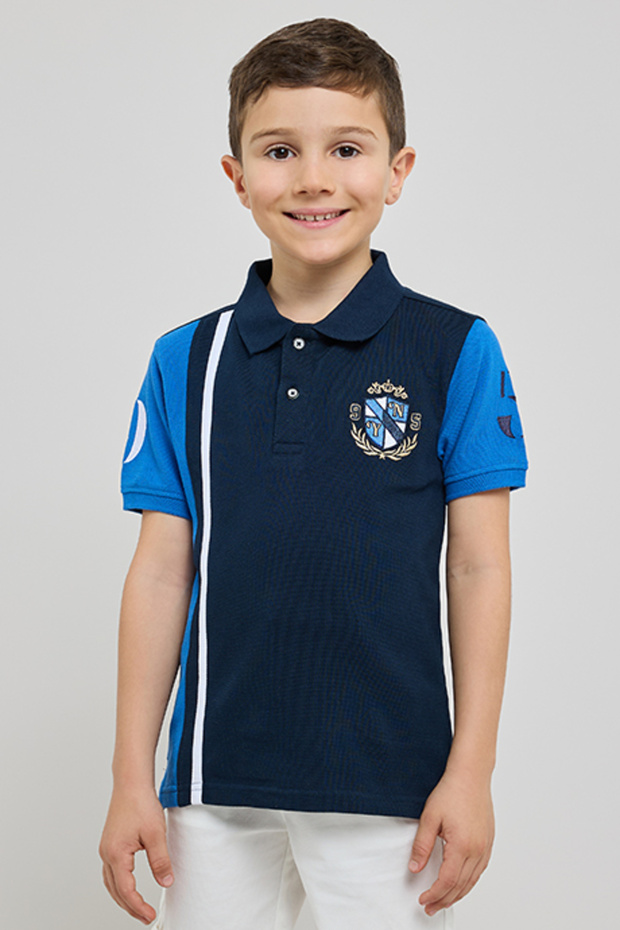 Color Block Polo T-Shirt with Short Sleeves