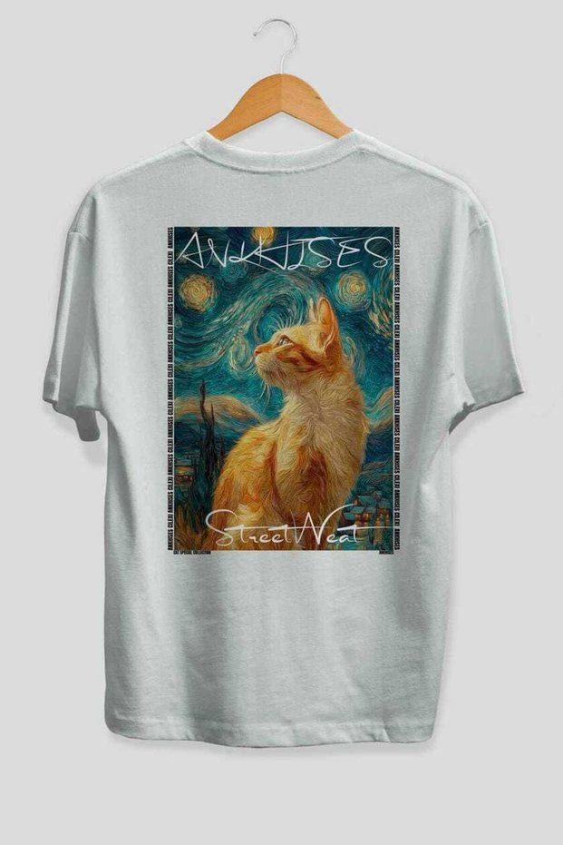 For the Love of Cats 71 Cat Printed White Oversize T-Shirt 100% Cotton Unisex Cat Lover Premium Design