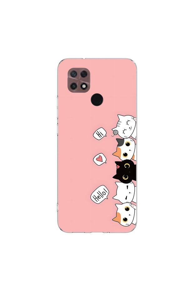 Poco C40 Compatible Kedişler 2 Design Transparent Case