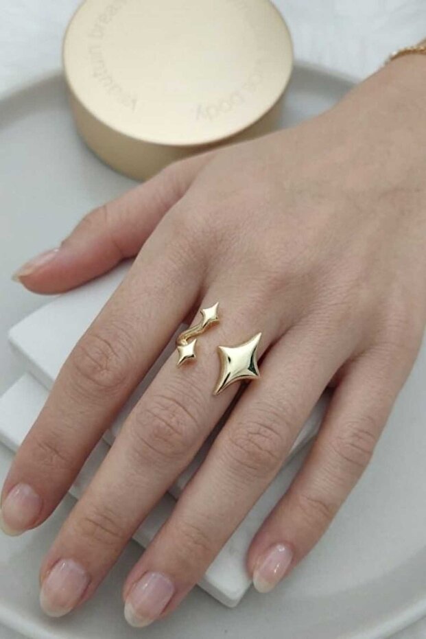 Shiny Stars Gold Adjustable Women's Ring