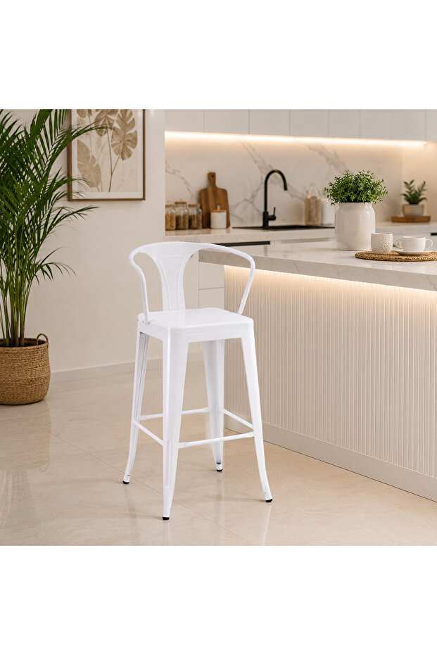 كرسي بار حديد M-504 WHITE