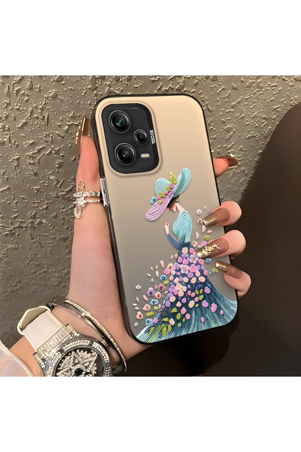 Redmi Note 12 Pro 5g Compatible Silicone Edge Hard Back Case Couple Phone Case Beautiful Girl Patterned