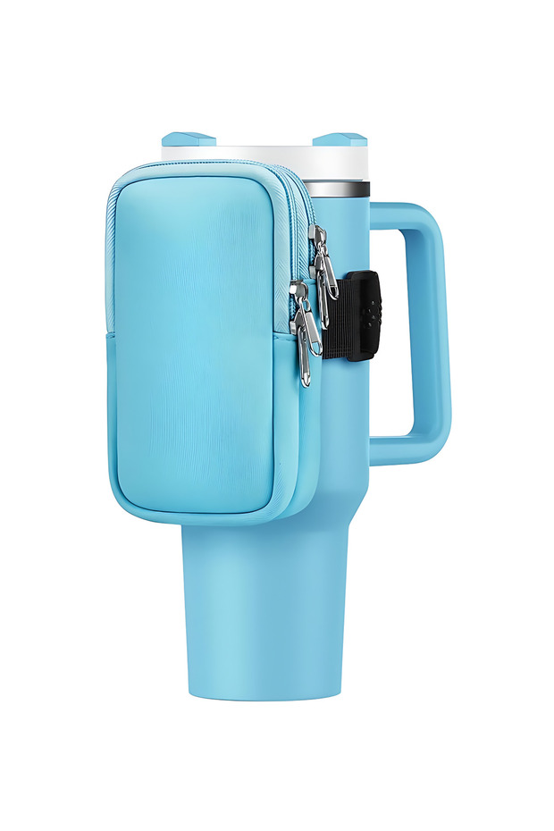 Insulated Stainless Steel Water Bottle with Card Holder – 1200ml (40oz) Tumbler with Straw & Pouch, 24-Hour Hot/Cold, Leakproof & Anti-Slip Grip