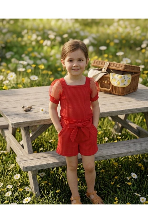 Girl's Tulle Detailed Top and Bottom Set of 2