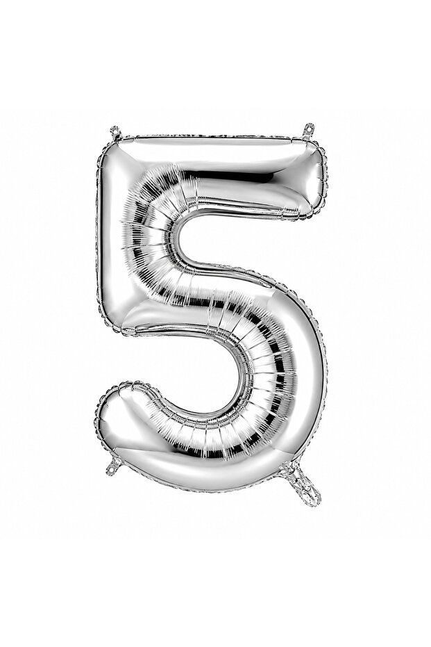5 بالونات فويل فضية اللون (36 سم)