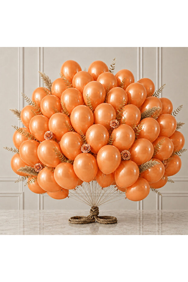 Orange Color Latex Metallic Balloon (30 cm) - 50 Pieces