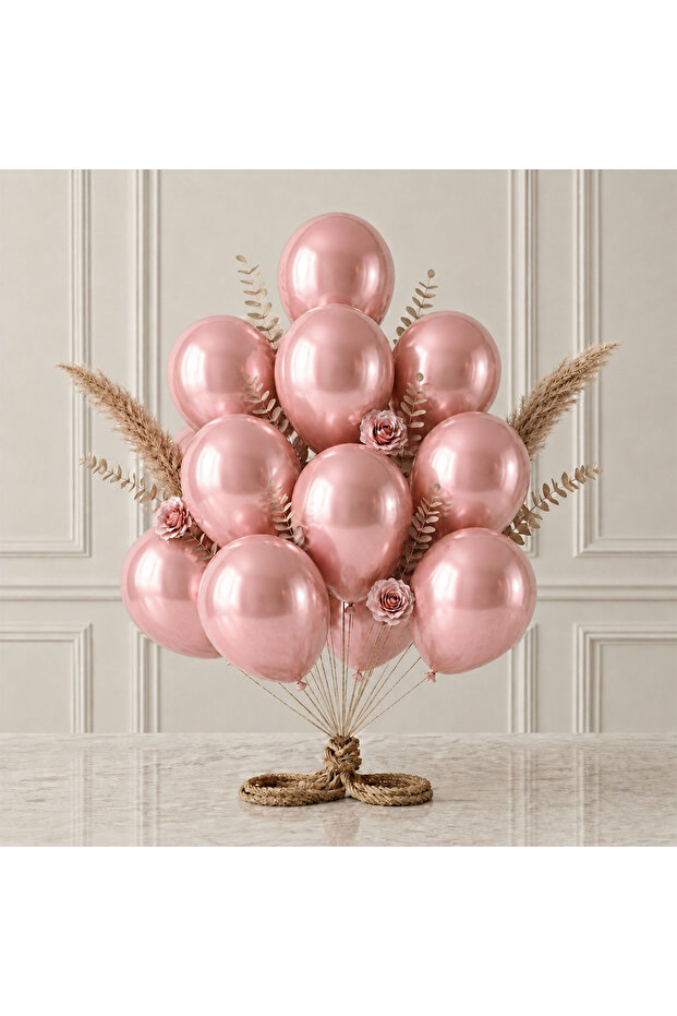 Dusty Rose Color Latex Metallic Balloon (30 cm) - 12 Pieces