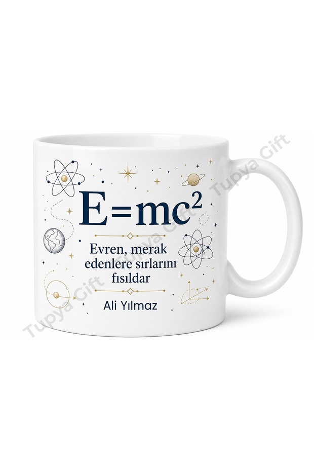 كوب من البورسلين مطبوع عليه هدية لمحبي الفيزياء بتصميم E=mc2