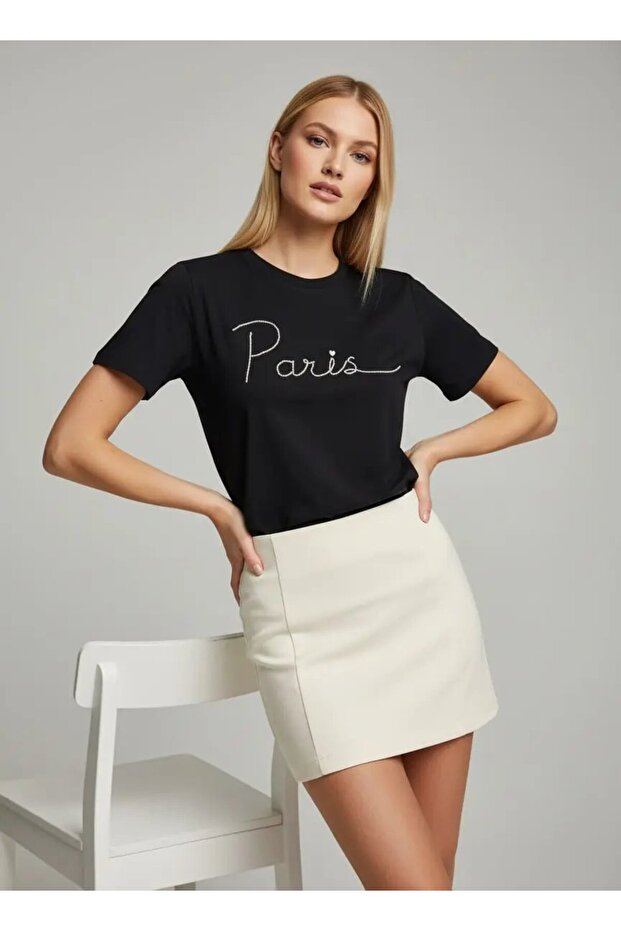 Women's Crew Neck Tor Embroidered Combed Cotton Blouse 26040