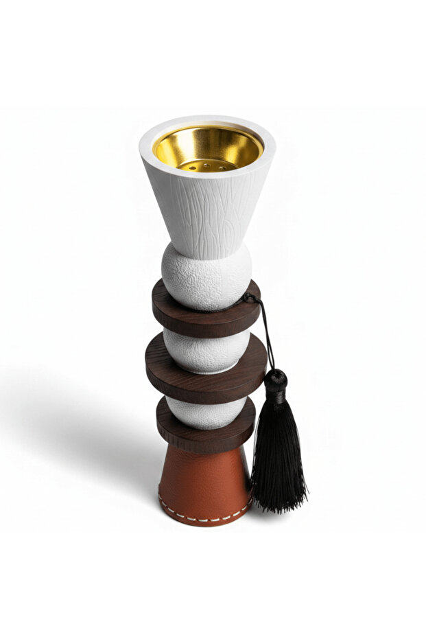 White & Brown Chalk Arabic Incense Burner 25 cm