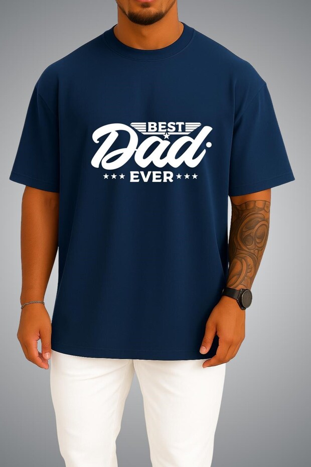 Oversize Best Dad Yes Chest Printed Unisex T-Shirt