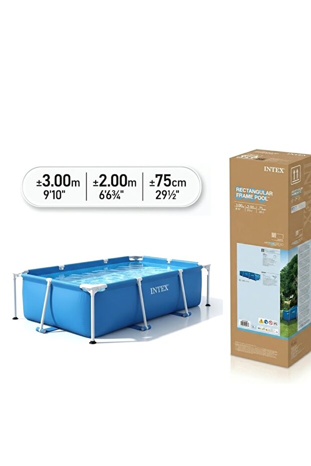 لعبة مسبح مستطيل عائلي مع فريم وقوائم معدنية من إنفليكس (Intex Rectangular Frame Pool) – متجر NOHA MALL
