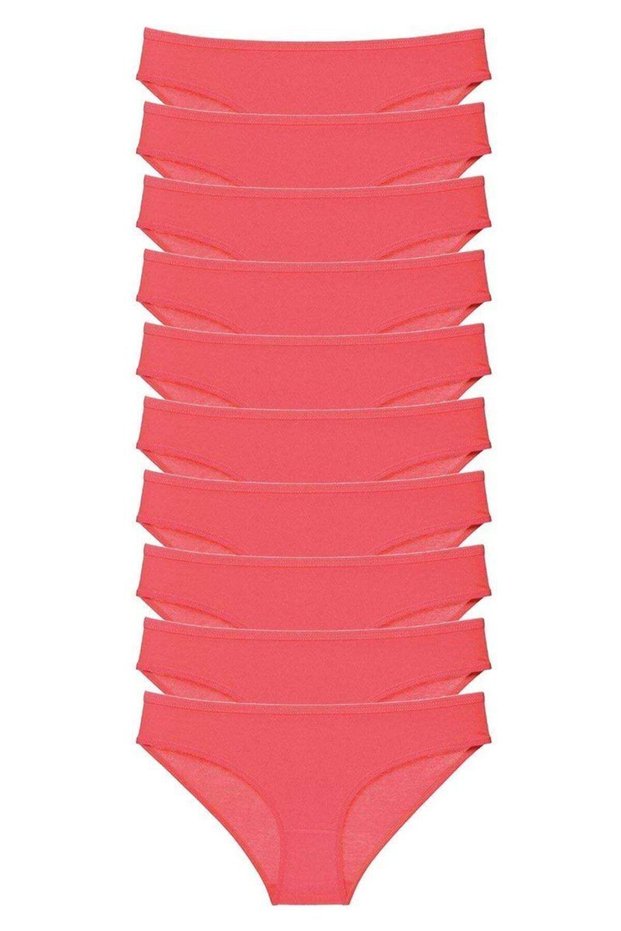 10 Pieces Super Eco Set Lycra Women's Slip Panties Fuchsia