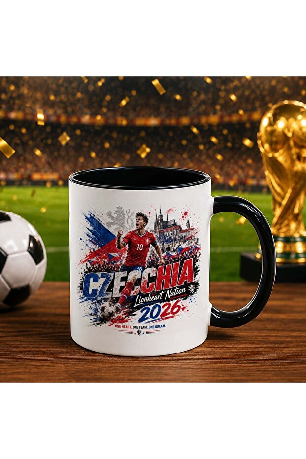 كأس أسود بتصميم كأس العالم 2026 بتصميم مشجعي تشيكيا