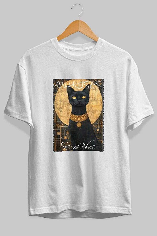 For the Love of Cats 75 Front Cat Printed White Oversize T-Shirt 100% Cotton Unisex Cat Lover Premium Design
