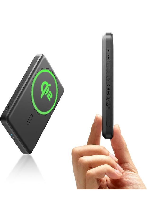Power Bank, 0.55 in Ultra-Compact 5,000mAh MagSafe Portable Charger,15W Ultra-Fast Battery Pack, 20W USB-C