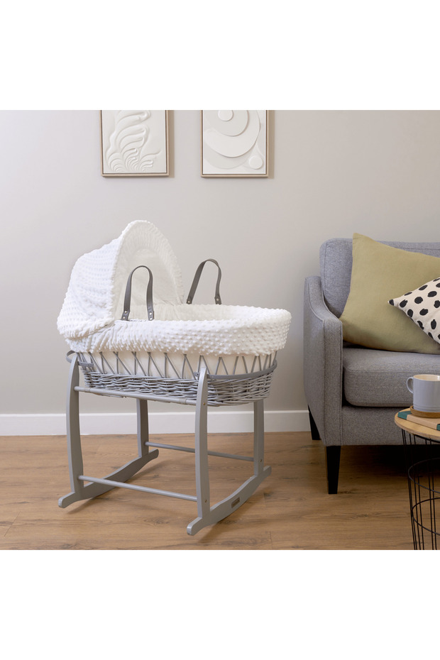 Dimple Grey Wicker Moses Basket