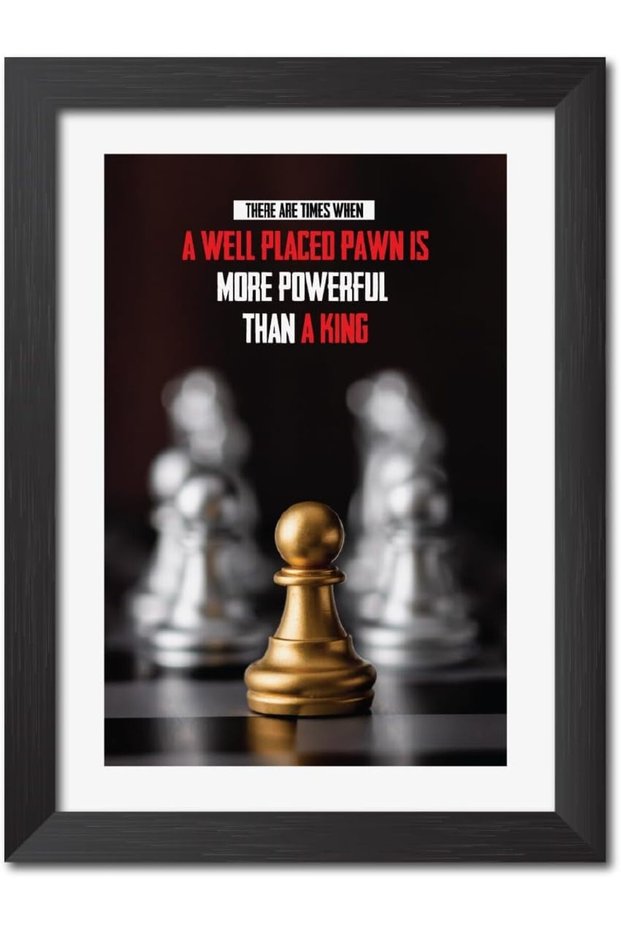 Chess Quotes Motivational Painting Poster with Black Frame Wall Art for Living and Bedroom Print