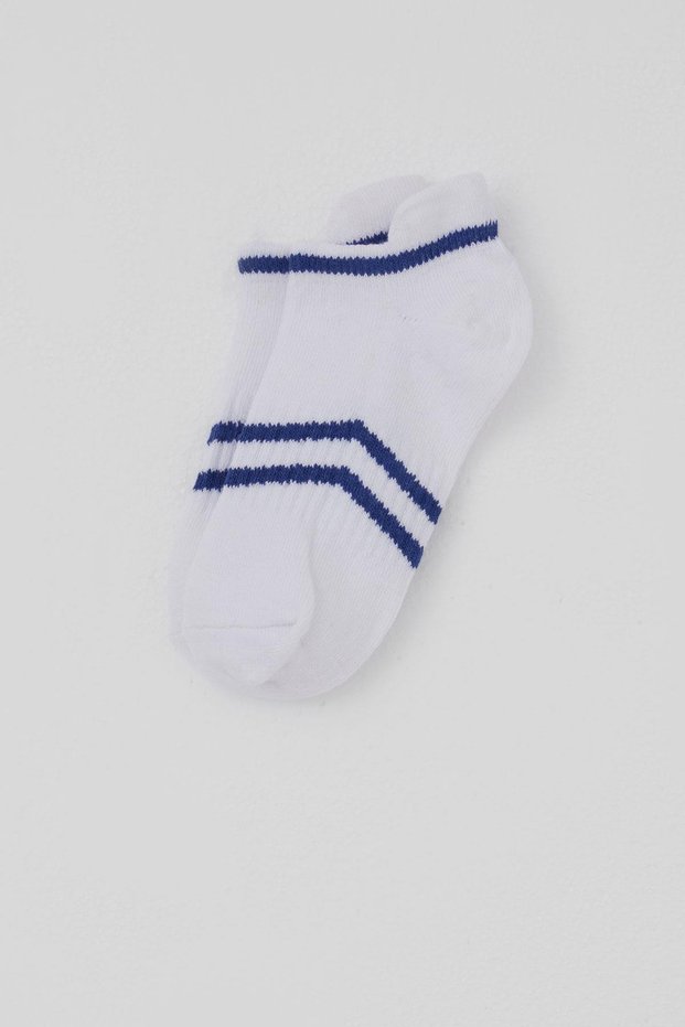 Boys' Sports Booties Socks with Stripe Detail, Ages 5-12, White