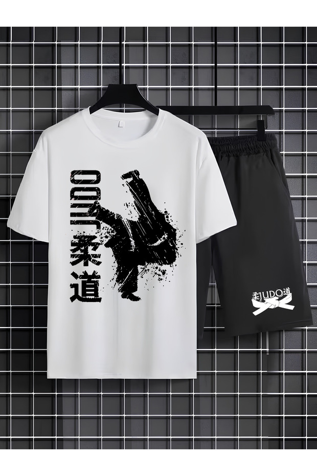 Judo Printed 100% Cotton Crewneck Children's T-Shirt-Shorts Two-Piece Set