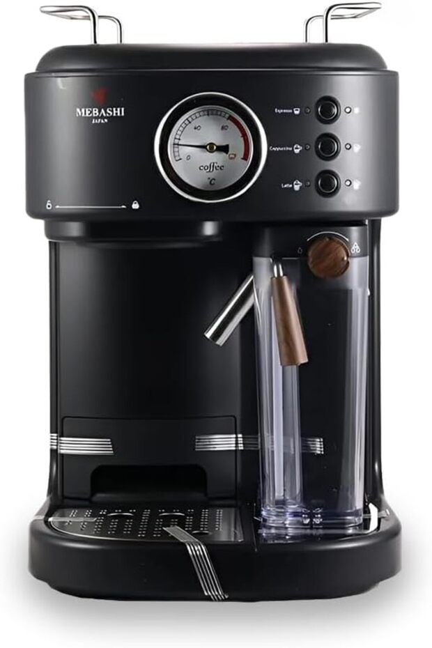 ME-ECM2500 Espresso Coffee Machine with 500ml Milk Tank - 1.5L, 15 Bar, Black, One Button Operation (Black)| 1250W