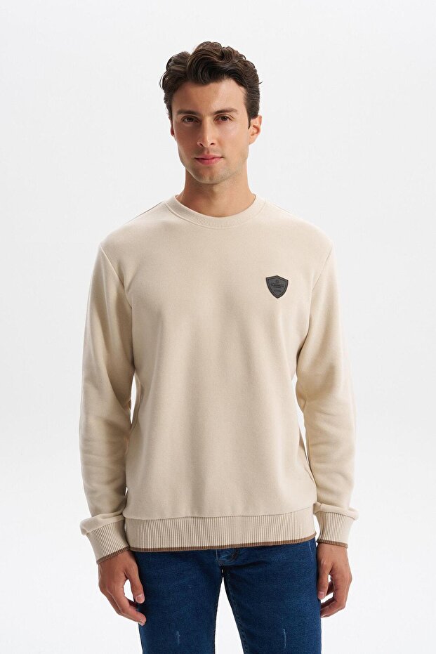 Ar-Ma Men's Crew Neck Sweatshirt Basic Without Print Without Pockets Knitted Fabric Regular Fit 65% Cotton 35% Poly