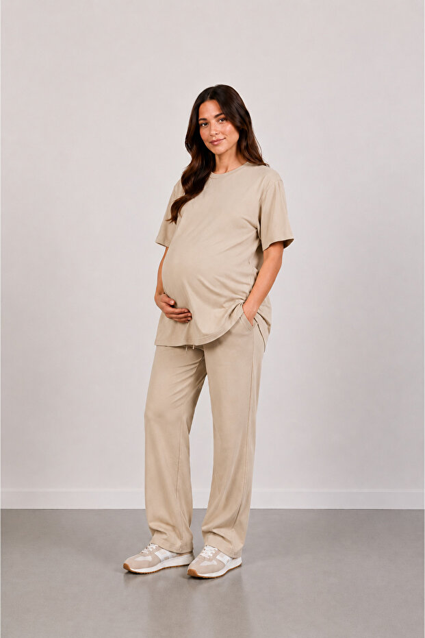 Women's Loose Summer Short Sleeve Maternity Track Suit Set