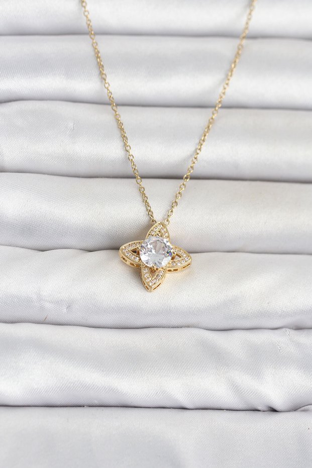 316L Steel Chain Gold Color Clover Model Women's Necklace