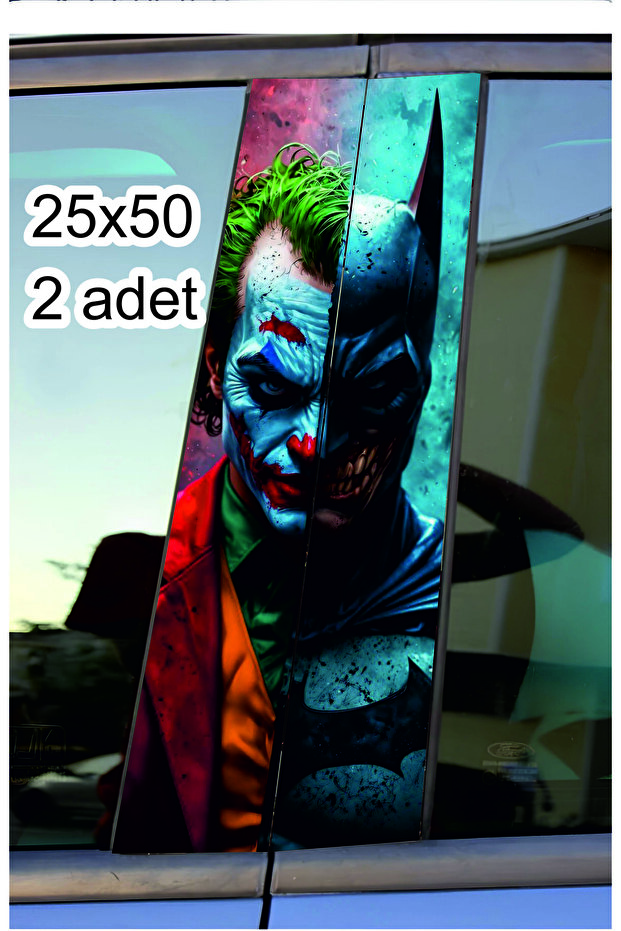 Car Door Trim Foil Joker Batman Patterned Auto Sticker Right Left Set 2 Pieces 25X50 cm