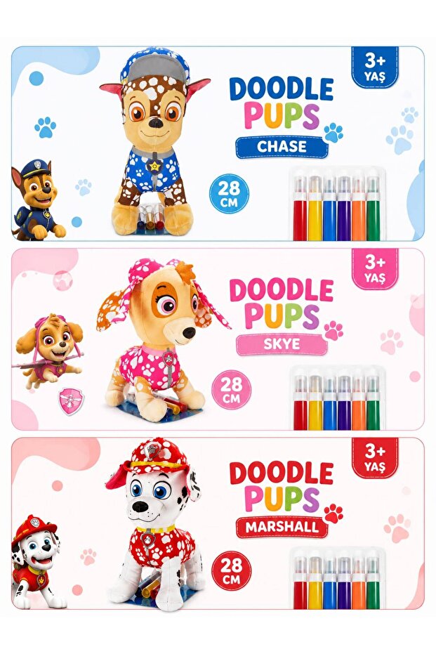 Paintable Plush Dog Toy 28 cm – Washable and Re-Pintable – with Color Pencils – Ages 3+