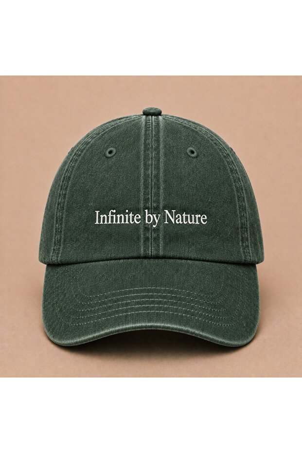 Women's Esthetic Infinite by Nature Written Vintage Washed Hat (Not Printed, Embroidered)