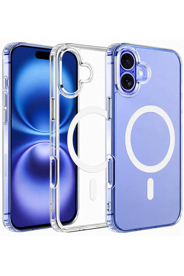 Premium MagSafe Transparent Phone Case for iPhone 16 Crystal Clear Protective Cover with Strong Magnetic Ring for Wireless Charging
