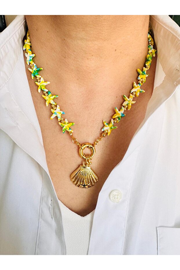 Summer Oyster Star Beach Necklace 48 cm