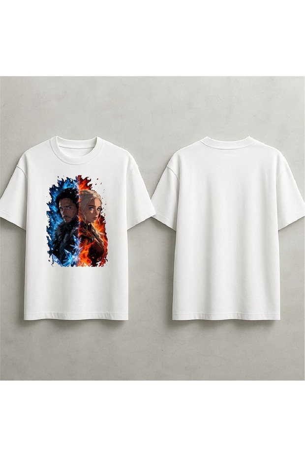 Jon Snow and Daenerys Targaryen Printed Oversized T-Shirt
