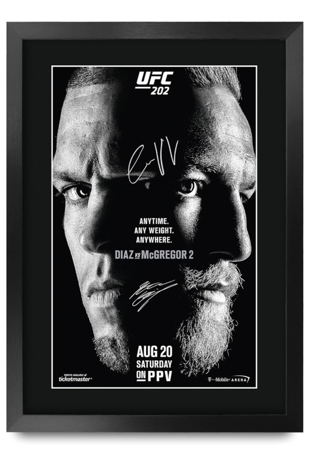 A3 FR UFC 202 Programme Poster Conor McGregor Nate Diaz Signed Gift FRAMED A3 Printed Autograph MMA Wrestling Gifts Print Photo Picture Display