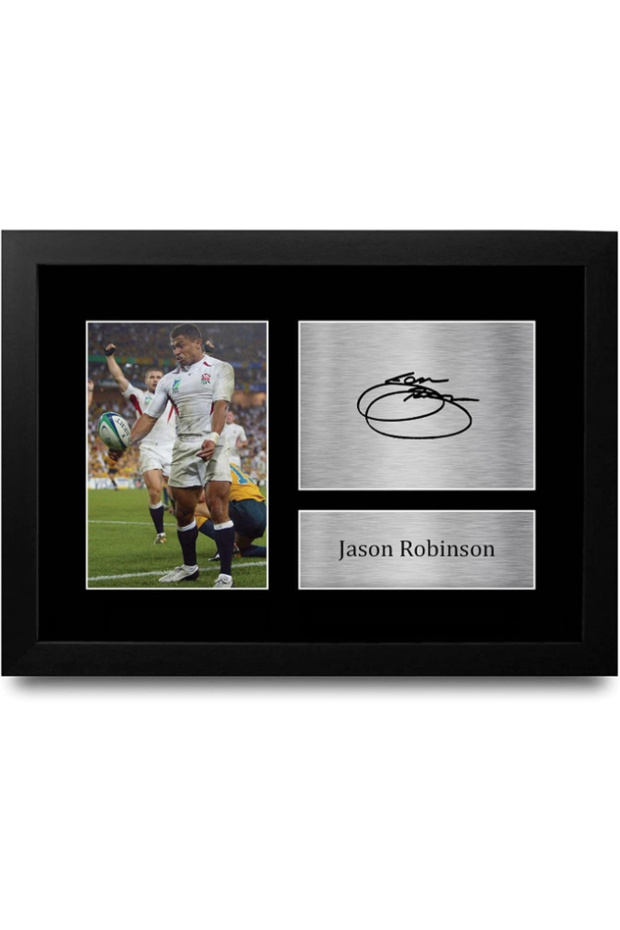 FR Jason Robinson England Gifts Printed Signed Autograph Picture for Rugby Union Fans - A4 Framed
