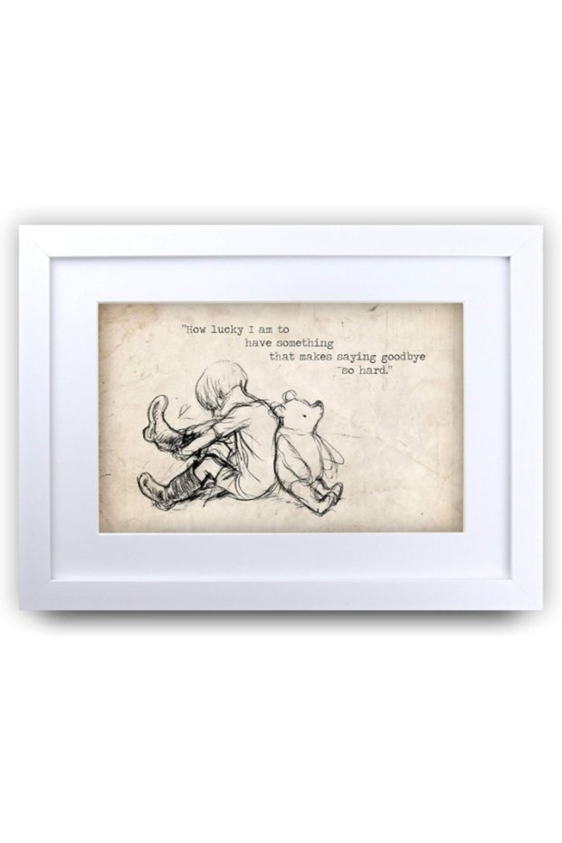 Winnie the Pooh How Lucky A4 Framed Printed Quote Nursery Print Baby Shower Room Gifts New Born Bedroom Gift Print Photo Picture Display