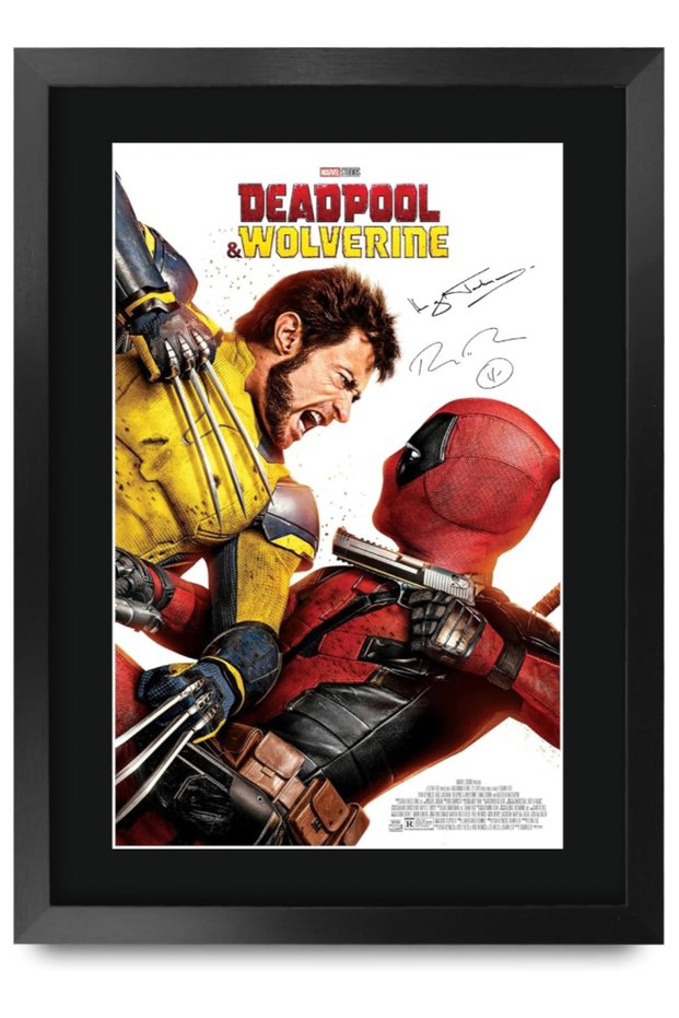 FR A3 Deadpool & Wolverine Reynolds & Jackman Gifts Printed Poster Signed Autograph Picture for Movie Memorabilia Fans - A3 Framed