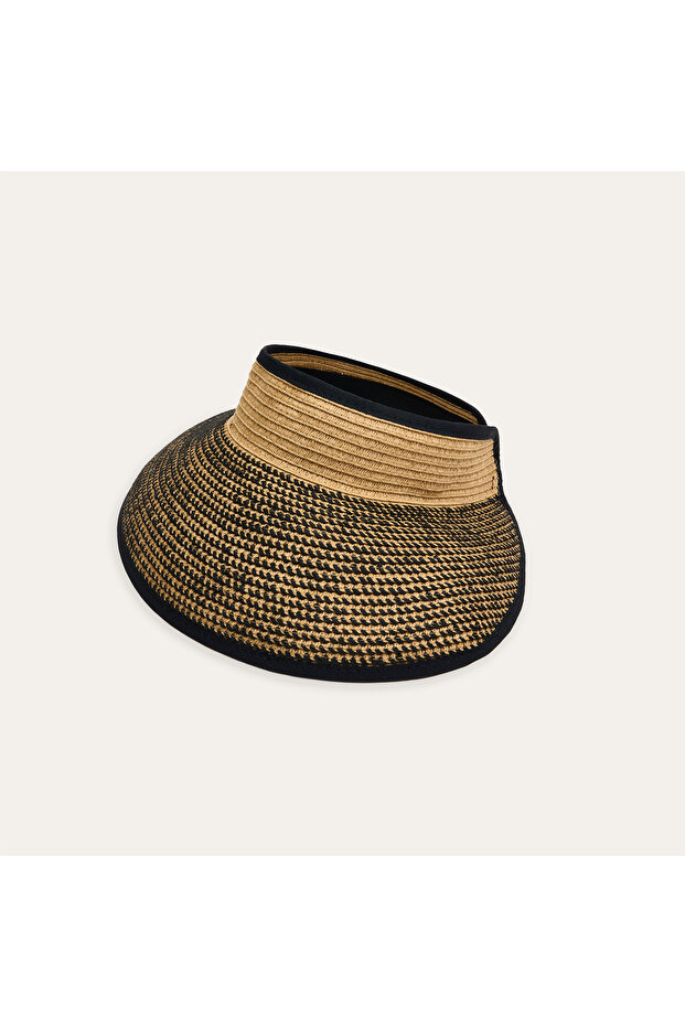 Women's Beige Wide Brim Straw Visor Hat