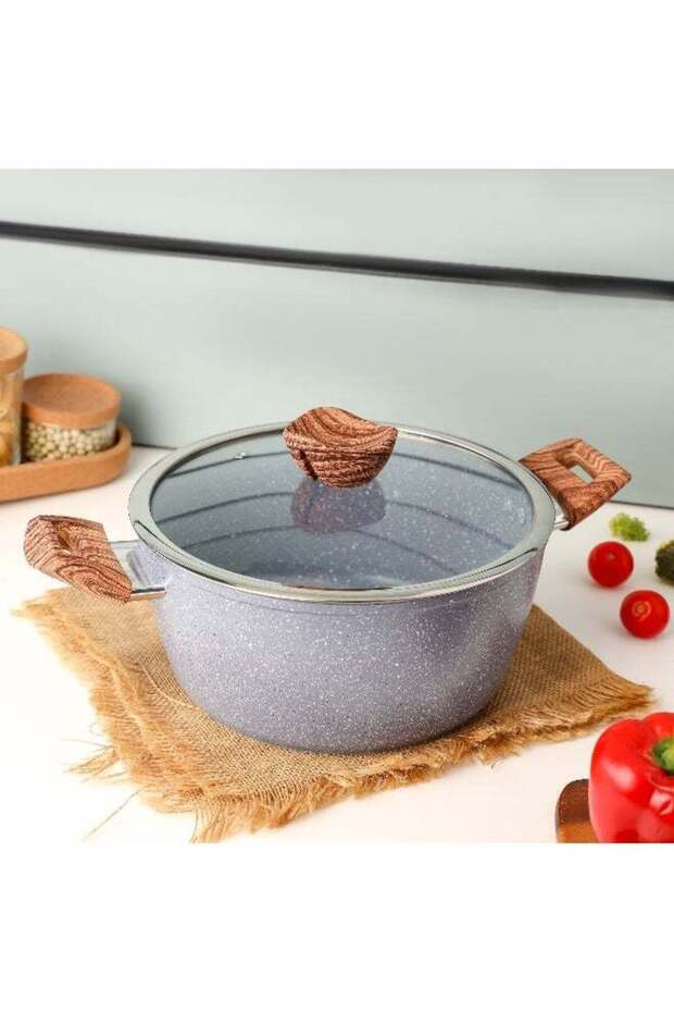 26cm Essential Casserole Non-Stick Aluminum Cookware with Granite Coating