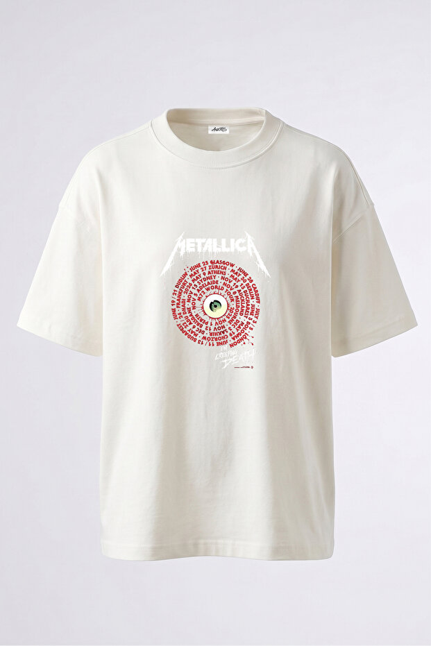 Metallica Creeping Death Design Back Printed Cotton White Oversize T-Shirt