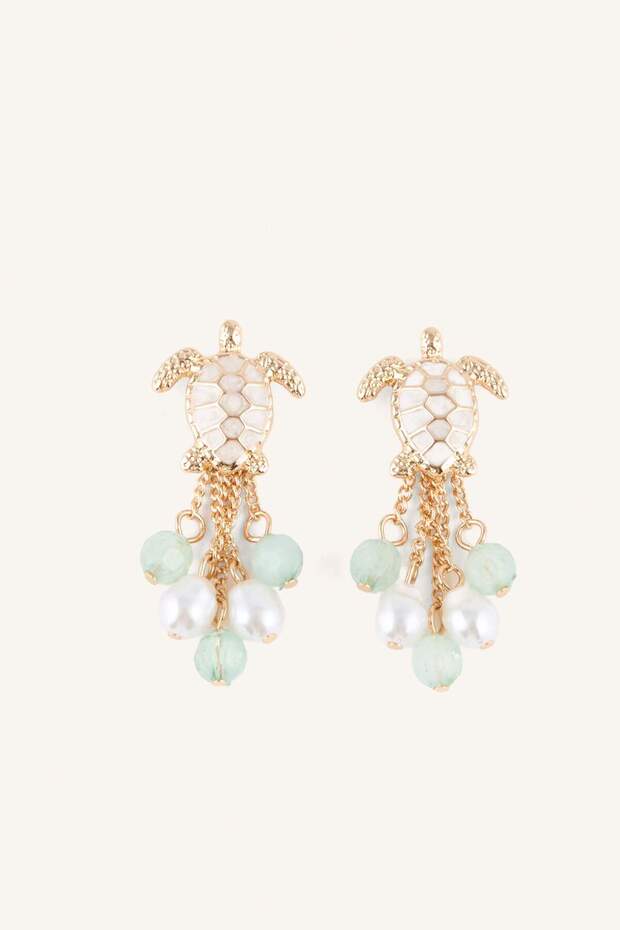 Women's Turtle Figured Gold Color Earrings H7419Axns
