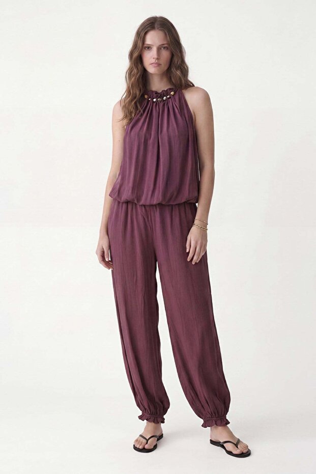 Burgundy 100% Lyocell Blouse and Pants Set
